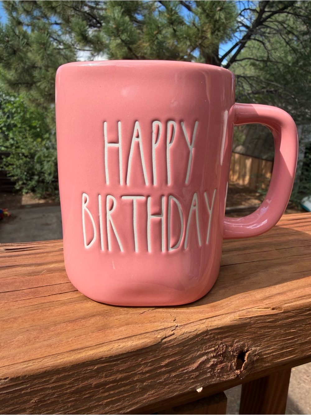 Rae Dunn Pink "Happy Birthday" Ceramic Mug